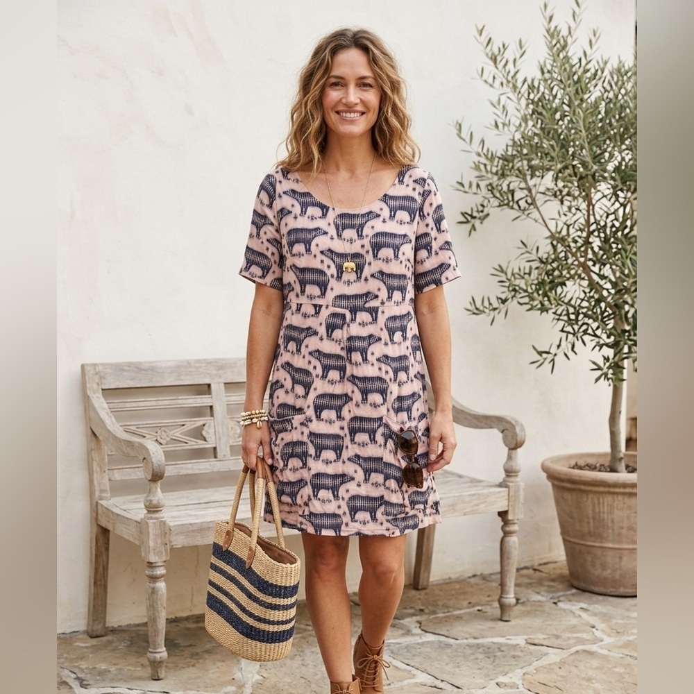 Anthropologie Maeve Zola Polar Bear Printed Tunic Mini Shift Dress